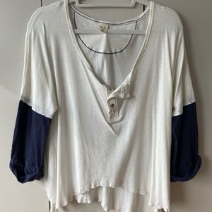 Free People Distressed Baseball Top